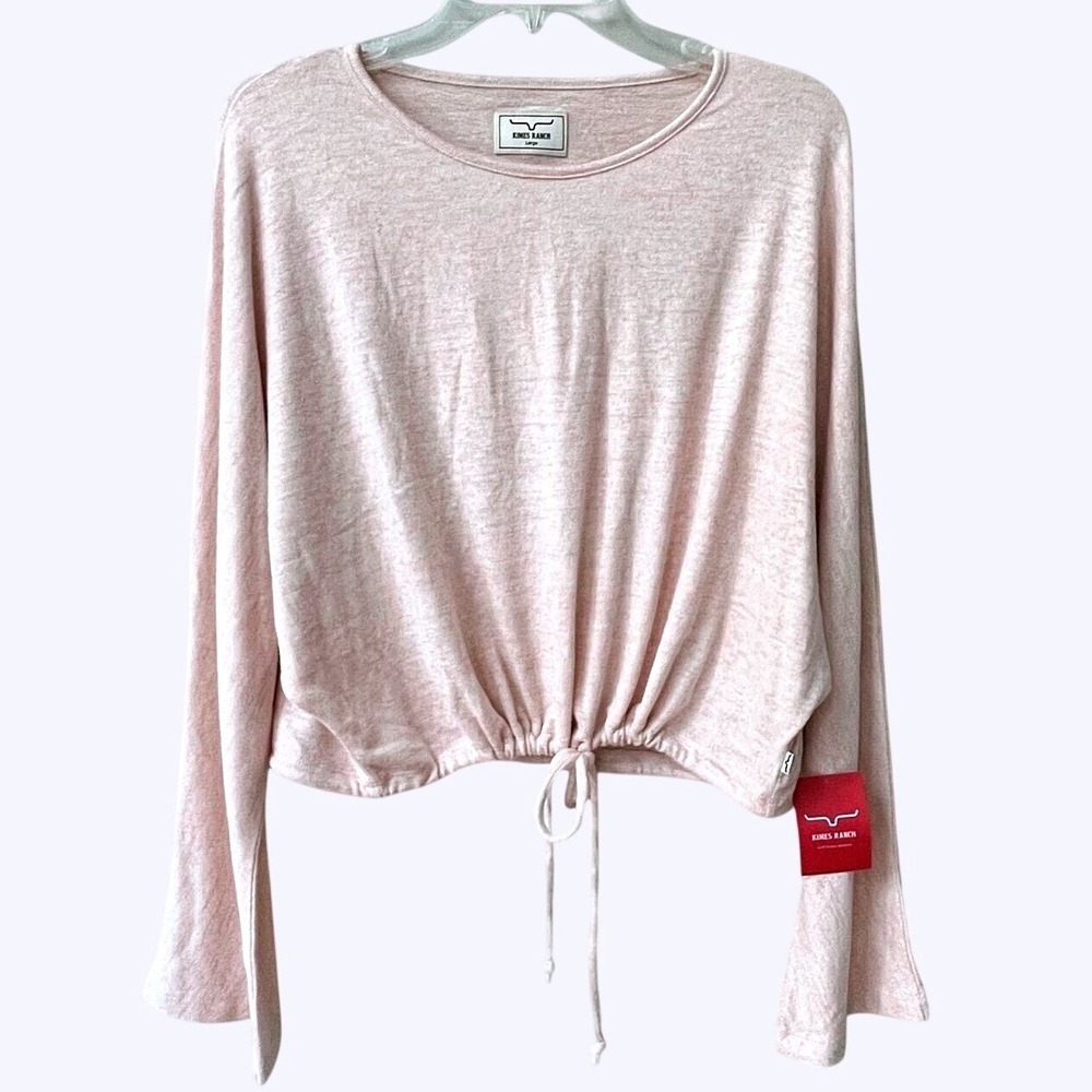 Kimes Ranch Moab Crew Blush Heather Drawstring Hem Long Sleeve Top Womens Large - Picture 1 of 8